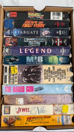 Vintage VHS Movie Lot of 11 – Sci-Fi, Action, Comedy Classics (Back to the Future, Indiana Jones, Macross Plus)