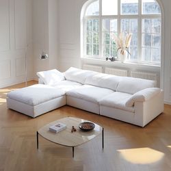 White Modular Sectional Sofa Cloud Couch ☁️ Free Delivery ✅ New Cloud Couch 4pc Set With Ottoman