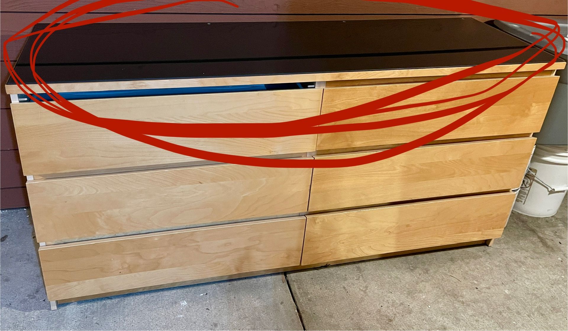 GLASS TOP ONLY For IKEA MALM 6-Drawer Dresser (DRESSER NOT INCLUDED)