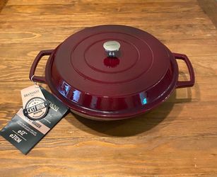Brandani Traditional Dutch Oven 4 QT Cast Iron Round Pan Italy Red NEW!