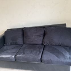 2 pc Faux Leather black couch & lounger 