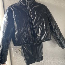 FAUX LEADERS JACKET AND PANTS