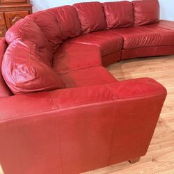 Red Leather Couch  “ W. Schillig Moonshadow Leather Sectional “ Original $4000