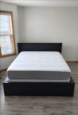 Very Nice Queen Ikea Malm Bed Frame with Ikea Haugesund Mattress and Boxspring