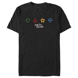 Men's Squid Game Colorful Symbols Graphic Tee Black