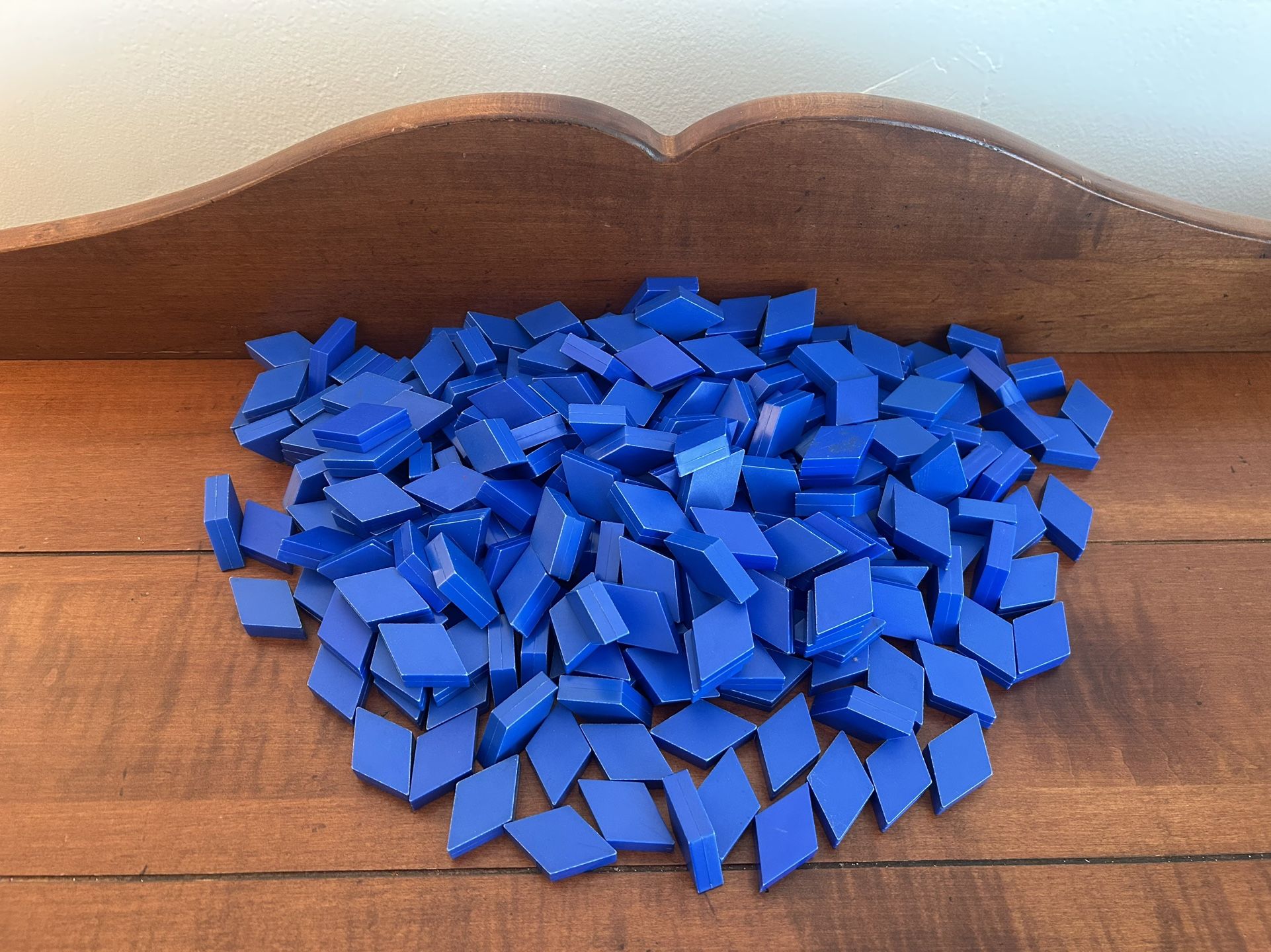 Large Lot of Blue Diamond Plastic Shapes - Educational Toys