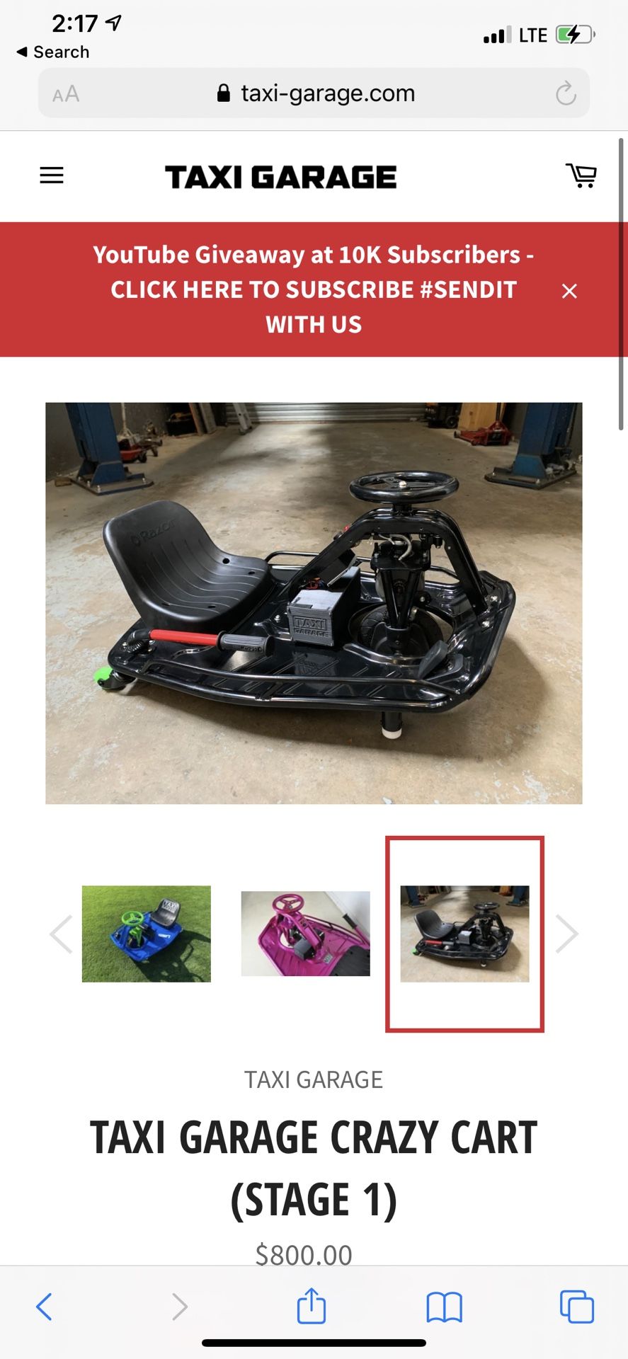 Taxi Garage Crazy Cart