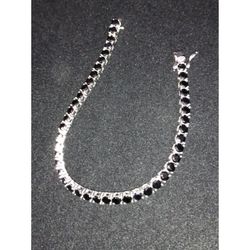 7” 4mm CZ Black Onyx Sterling Silver 925 Bracelet 