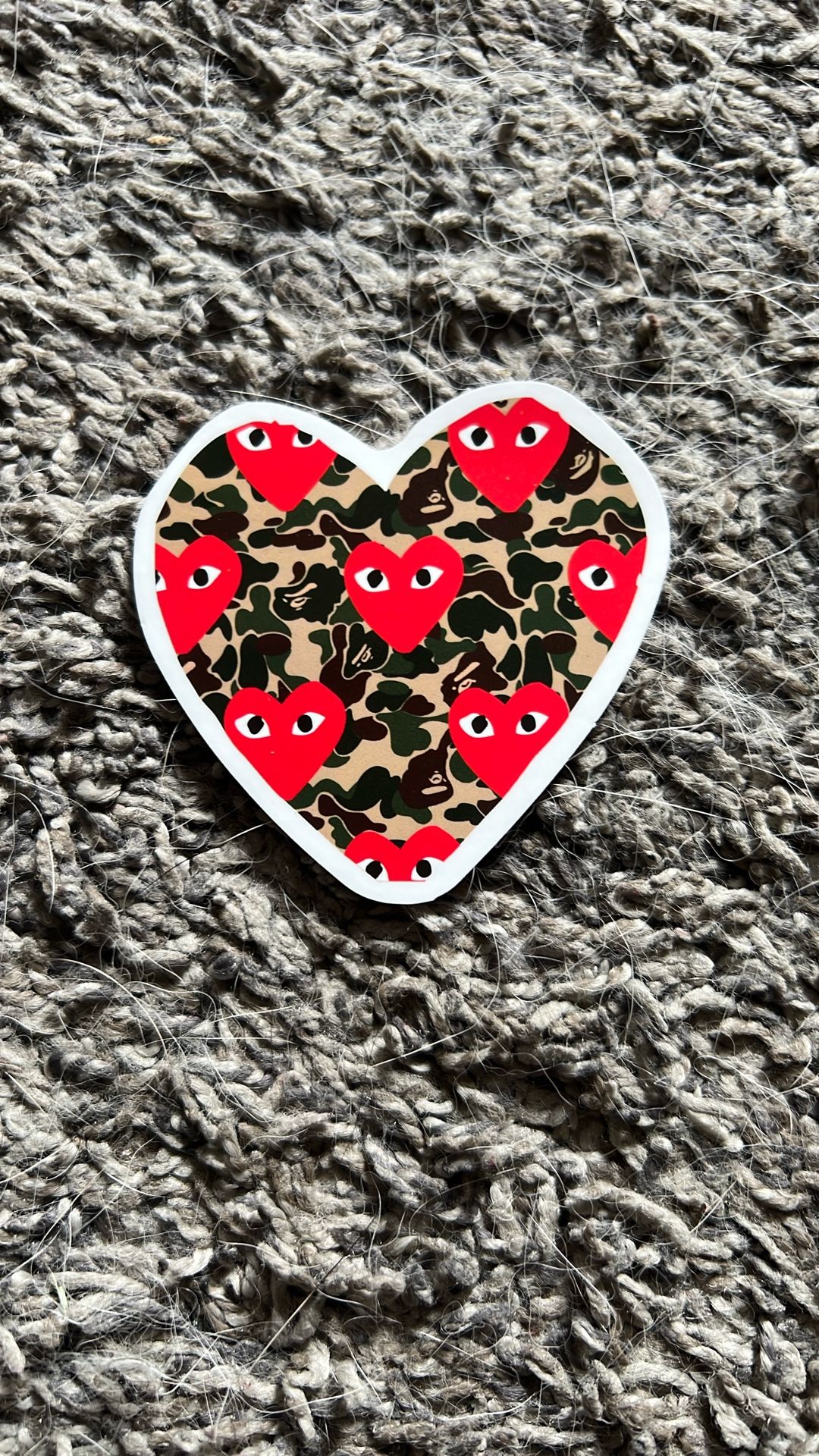 A Bathing Ape X Comme Des Garçons PLAY Camouflage Heart Sticker