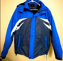NUNAVUT Men’s Fleece-Lined Ski Jacket – Blue/Black Winter Snow Coat – Size L 