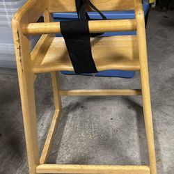 Wood High Chair w/ strap