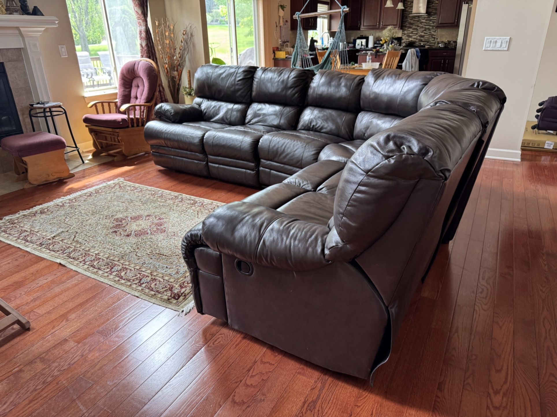 Brown L Shaped Recliner Sectional Couch