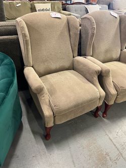 Paisley Tan green wingback recliner (in store)