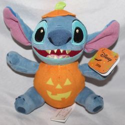 Disney Lilo Stitch Pumpkin Halloween Jack O Lantern Holiday 7" Plush Doll NWT