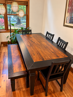 Beautiful 6-Piece Wood Dining Set – Table, Bench & 4 Chairs