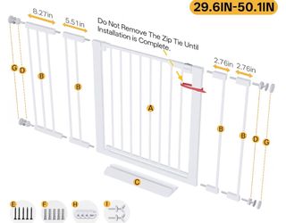 InnoTruth 29.6-50.1 in Extra Wide Baby Gate for Stairs and Doorways, White