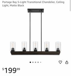Portage Bay 5-Light Transitional Chandelier, Ceiling Light, Matte Black