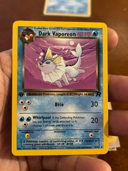 Pokémon Dark Vaporeon TCG 1st Edition team rocket 45/82 LP vintage WOTC 1999