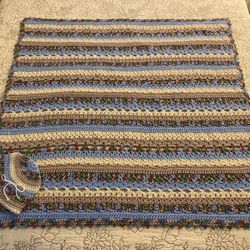 Newly Hand-Crocheted Baby Afghan and Hat