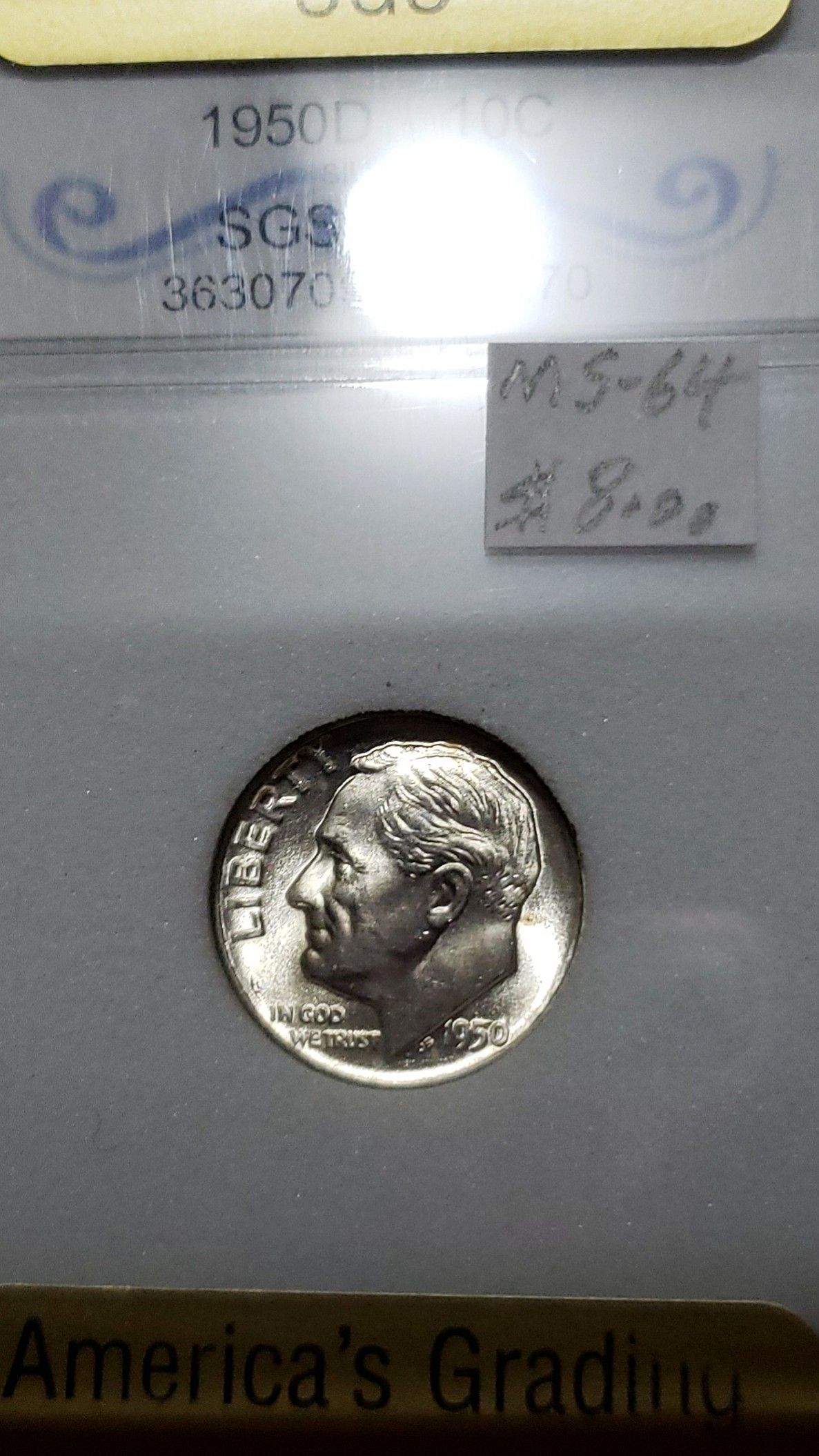 1950 -D- SILVER DIME