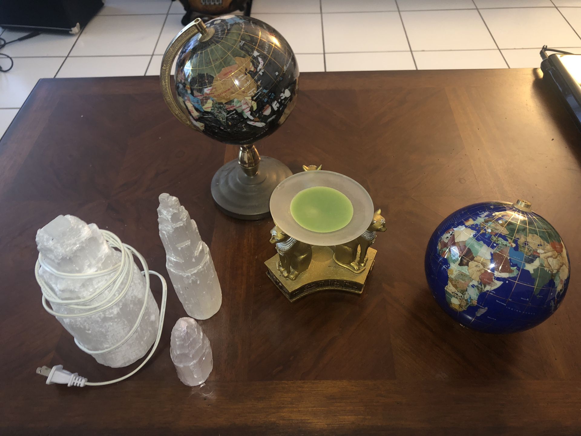 Varied household decor/ gemstone globe/salt lamp/Egyptian cats candle