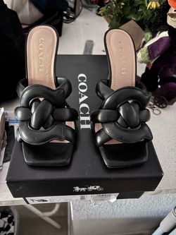 Coach Black Leather Sandals