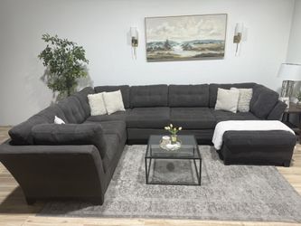 Large Grey Sectional Couch - Delivery Available 