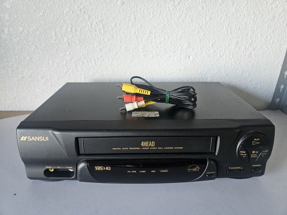 Sansui VCR4510D 4-Head VHS HQ VCR Player With AV Cables No Remote