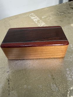 Handcrafted Wooden Sliding Lid Trinket Box Inlaid Wood Jewelry Keepsake Box