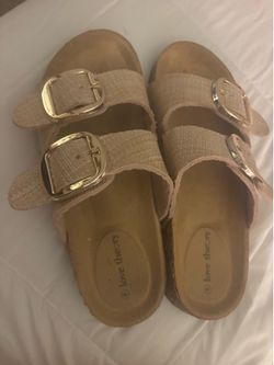 Beige Love Theory Buckle Slide Sandal