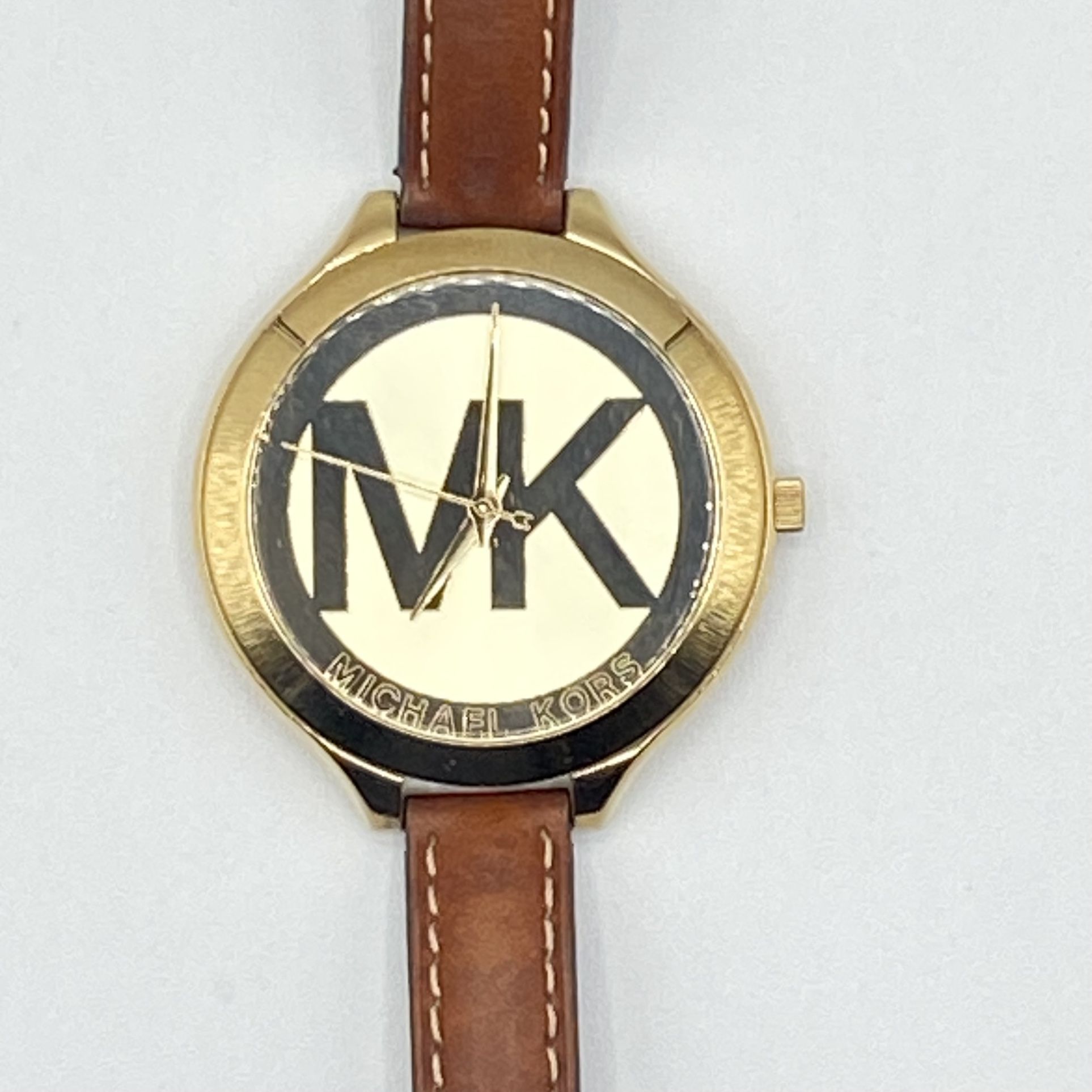 Michael Kors Slim Runway Champagne Dial Leather Strap Women's Watch MK2326