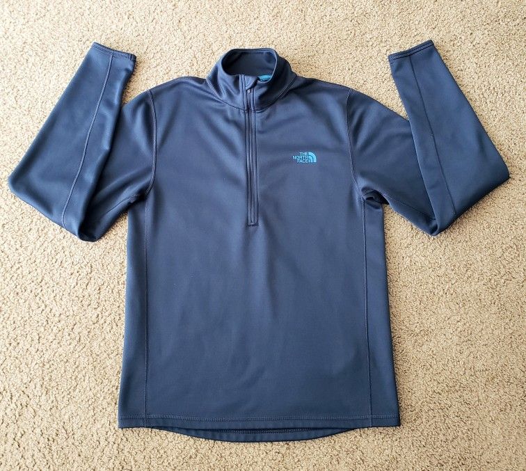 Mens North Face 1/4 Zip Pull Over Fleece Sweater Long Sleeve Blue Sz S Small