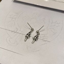 Chrome hearts sterling silver sword stud earrings 2pc