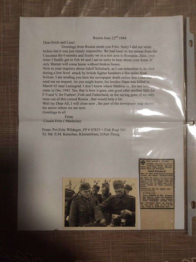 German War Letter WW2