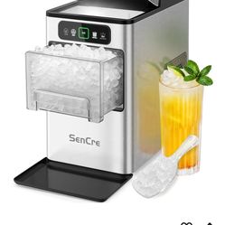 Nugget Ice Maker 40lbs/Day, Countertop Ice Maker Soft Chewable Ice, Ice Makers One-Click & Self-Cleaning, Crushed Pellet Ice Machine with Scoop&Basket