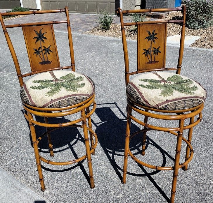 Like New Tall Tommy Bahama Themed Palm Tree Bar Stools