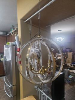 Golden globe chandelier