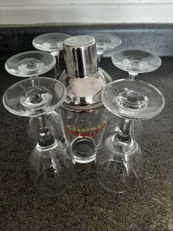 Glasses and Glass Cocktail Shaker