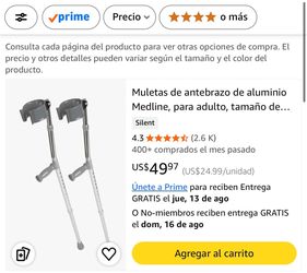 Medline Aluminum Adult Forearm Crutches – Adjustable – Pair
