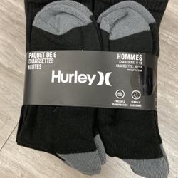 NWT Hurley Men’s Crew Socks 6 Pairs 
