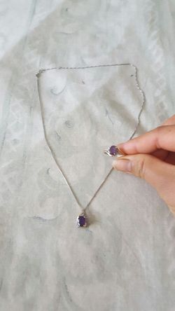 Set of jewelry amethyst ring and nicklace