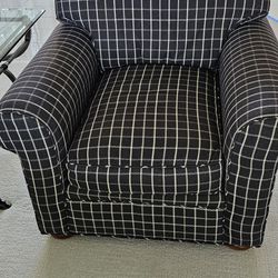 Two Charcoal And White Oversized Chairs
