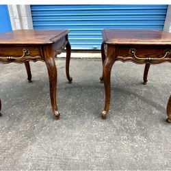 Vintage!! Nice Pair of Solid Oak Hardwood Side Tables