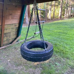Backyard Plastic Tire Swing, Yellow Swing, Hanging Bars