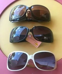 SUNGLASSES WOMAN ITALIAN DESIGN  WHITE -BLACK -BROWN COLOR FRAMES 100% UV- NEW