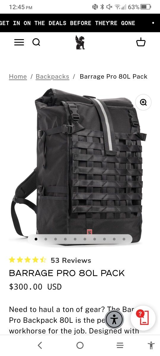 Chrome Barrage Pro 80L Pack