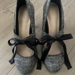 Kelly & Katie Black and Gray Heels with Bow