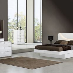 Bellagio White Lacquer queen Bed Set
