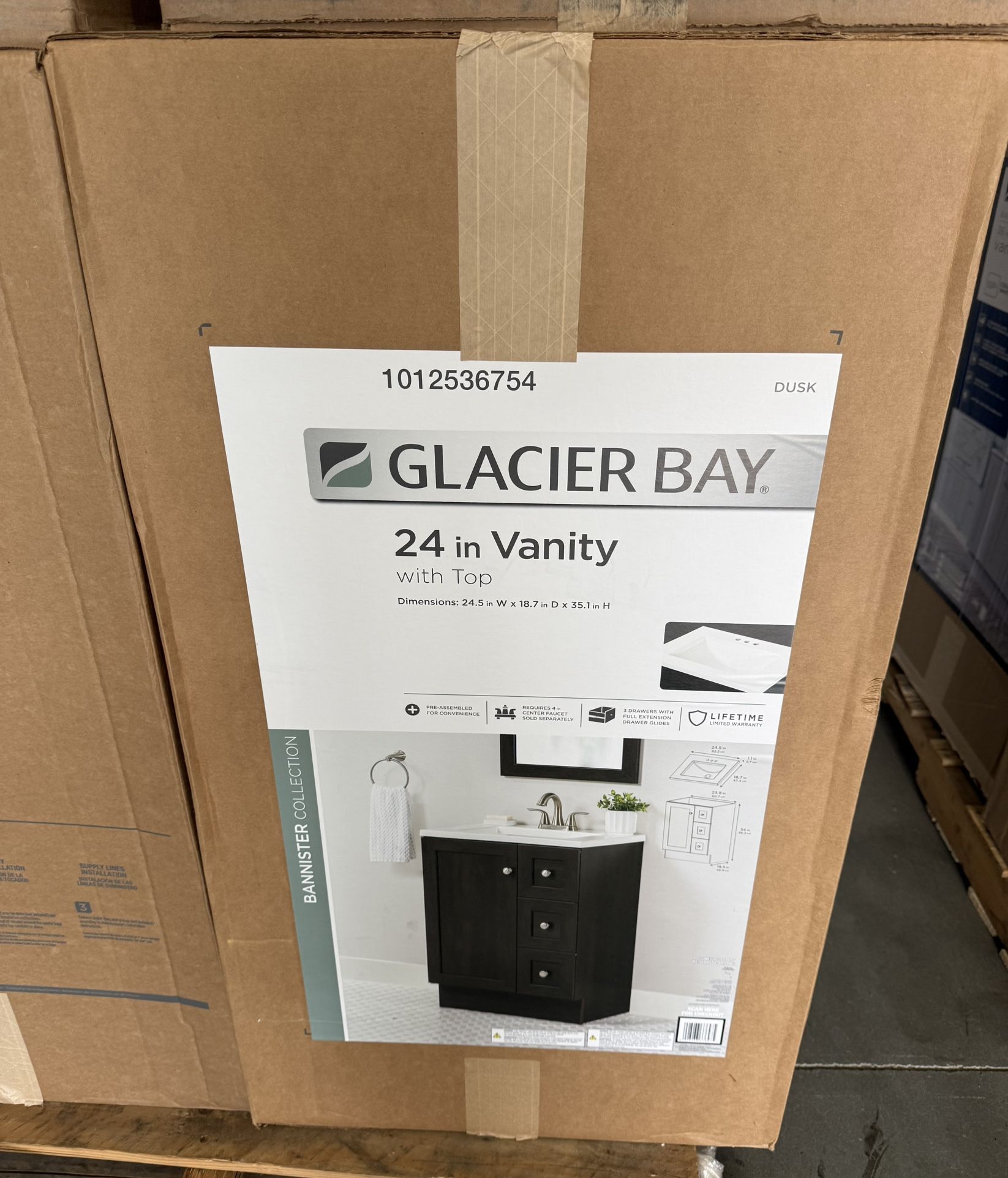 Glacier Bay Bannister 25 in. Single Sink Dusk Bath Vanity with White Cultured Marble Top (Assembled)