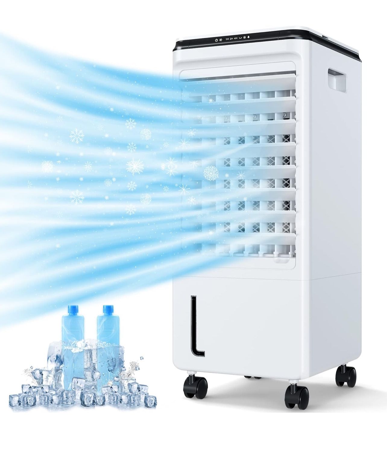 3-in-1 evaporative air cooler with 1.86gal water tank, 3 speed& 3 modes, 7H timer for auto-off
